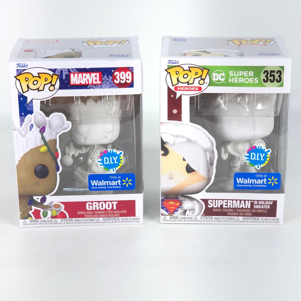 Funko Pop Groot 399 & Superman 353 DIY Holiday Walmart Exclusive 2 Pack New